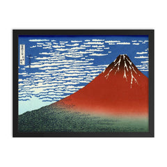 Fine Wind Clear Morning, also known as Red Fuji by Hokusai framed print on a plain backdrop in size 18"x24".