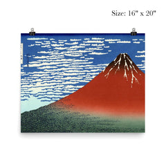 Fine Wind Clear Morning, also known as Red Fuji by Hokusai poster 2