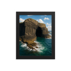 Fingal's Cave Staffa Scotland framed print on a plain backdrop in size 8"x10".