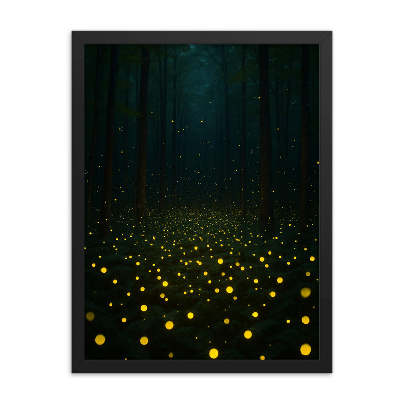 Firefly Synchronization Elkmont USA framed print on a plain backdrop in size 18