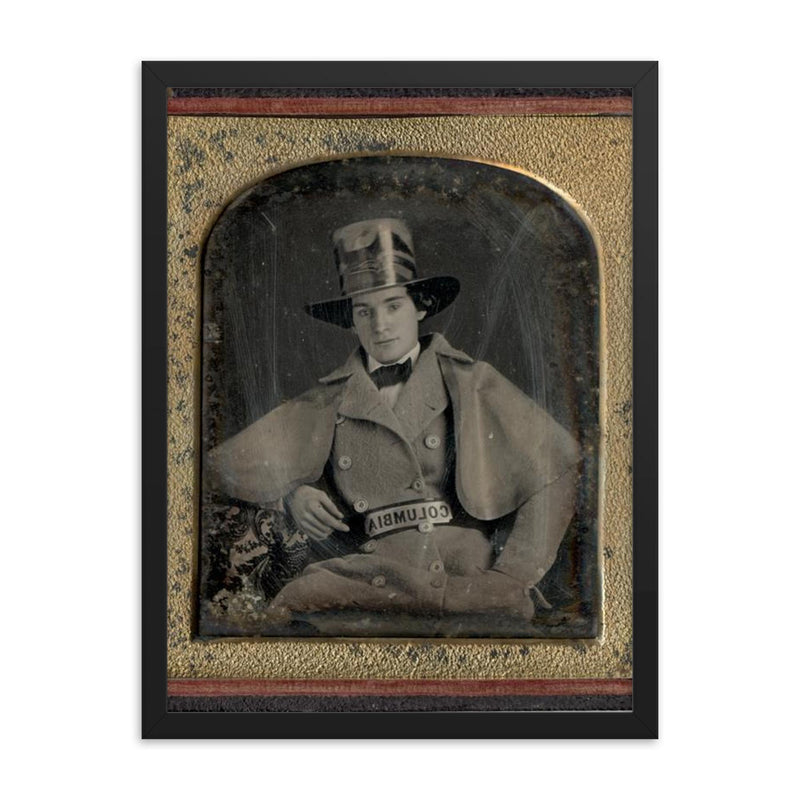 Fireman in Parade Dress, Philadelphia, ca 1850s framed print on a plain backdrop in size 18