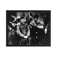 First News Photograph of Man Being Arrested in France, 1847 framed print on a plain backdrop in size 16"x20".