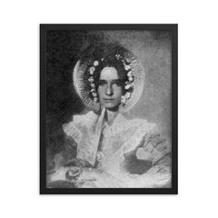 First Portrait of a Woman by Dr. John Draper, 1839 framed print on a plain backdrop in size 16"x20".