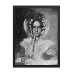 First Portrait of a Woman by Dr. John Draper, 1839 framed print on a plain backdrop in size 18"x24".