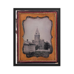 First Presbyterian Church in Niagara Falls, New York, c. 1850 framed print on a plain backdrop in size 16"x20".