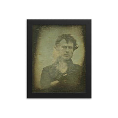 First Selfie by Robert Cornelius, 1839 framed print on a plain backdrop in size 8"x10".