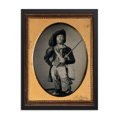 Fisherman Portrait with Fishing Pole by William C. North, c. 1850 framed print on a plain backdrop in size 18"x24".