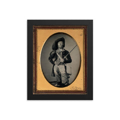 Fisherman Portrait with Fishing Pole by William C. North, c. 1850 framed print on a plain backdrop in size 8"x10".