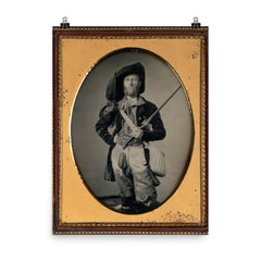 Fisherman Portrait with Fishing Pole by William C. North, c. 1850 poster on a plain backdrop in size 8"x10".