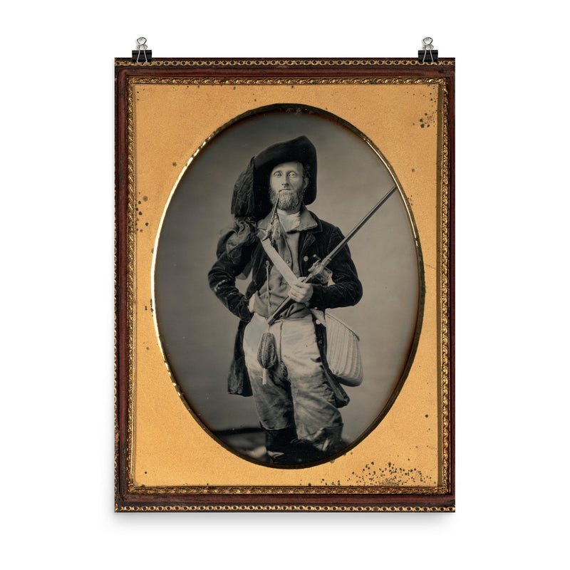 Fisherman Portrait with Fishing Pole by William C. North, c. 1850 poster on a plain backdrop in size 8