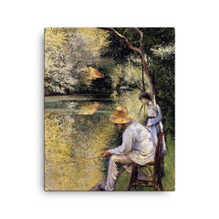 Fishing by Gustave Caillebotte, 1878 canvas print on a plain backdrop in size 16"x20".