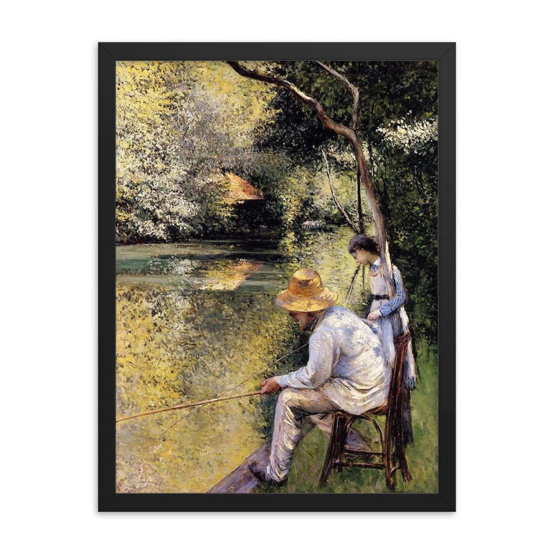 Fishing by Gustave Caillebotte, 1878 framed print on a plain backdrop in size 18