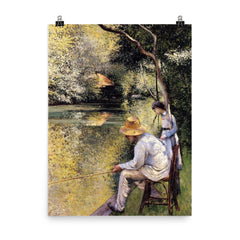 Fishing by Gustave Caillebotte, 1878 poster on a plain backdrop in size 8"x10".