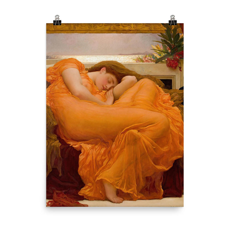 Flaming June by Frederic Leighton, 1895 poster on a plain backdrop in size 8