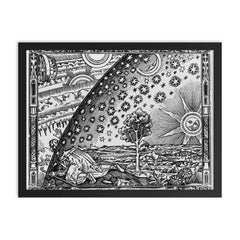 Flammarion Engraving framed print on a plain backdrop in size 18"x24".