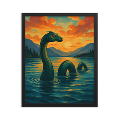 Flathead Lake USA Flessie framed print on a plain backdrop in size 16"x20".