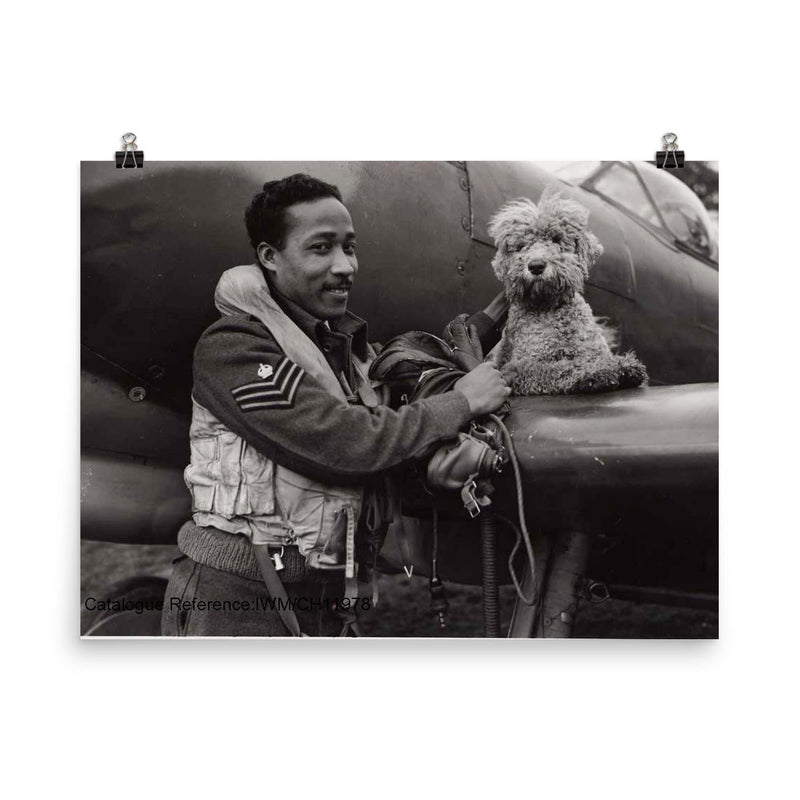 Flight Sergeant James Hyde, Royal Air Force, Killed in Action During Operation Market Garden, 1944 poster on a plain backdrop in size 8