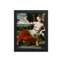 Flora by Jan Massys, 1559 framed print on a plain backdrop in size 8"x10".
