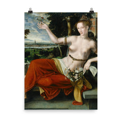 Flora by Jan Massys, 1559 poster on a plain backdrop in size 8"x10".