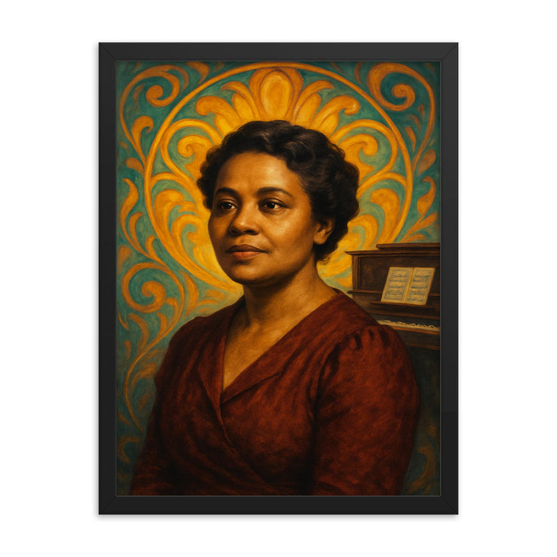 Florence Price framed print on a plain backdrop in size 18