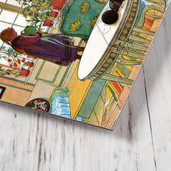 Flowers On The Windowsill by Carl Larsson metal print mockup