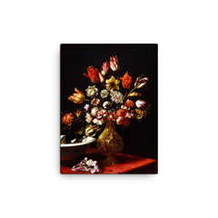 Flowers Still Life by Carlo Dolci canvas print on a plain backdrop in size 12"x16".