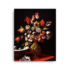 Flowers Still Life by Carlo Dolci canvas print on a plain backdrop in size 16"x20".