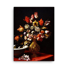 Flowers Still Life by Carlo Dolci canvas print on a plain backdrop in size 18"x24".