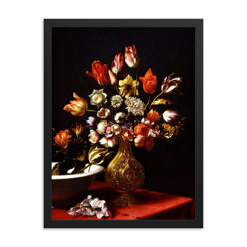 Flowers Still Life by Carlo Dolci framed print on a plain backdrop in size 18