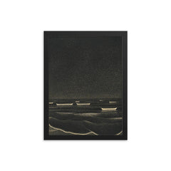 Fluorescent Sea by M C Escher, 1933 framed print on a plain backdrop in size 12"x16".