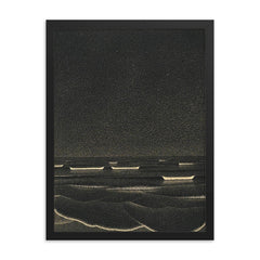Fluorescent Sea by M C Escher, 1933 framed print on a plain backdrop in size 18"x24".