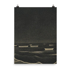 Fluorescent Sea by M C Escher, 1933 poster on a plain backdrop in size 8"x10".