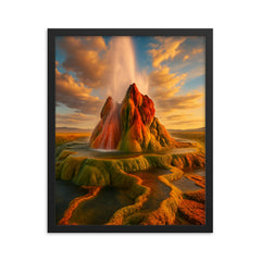 Fly Geyser Nevada USA framed print on a plain backdrop in size 16"x20".