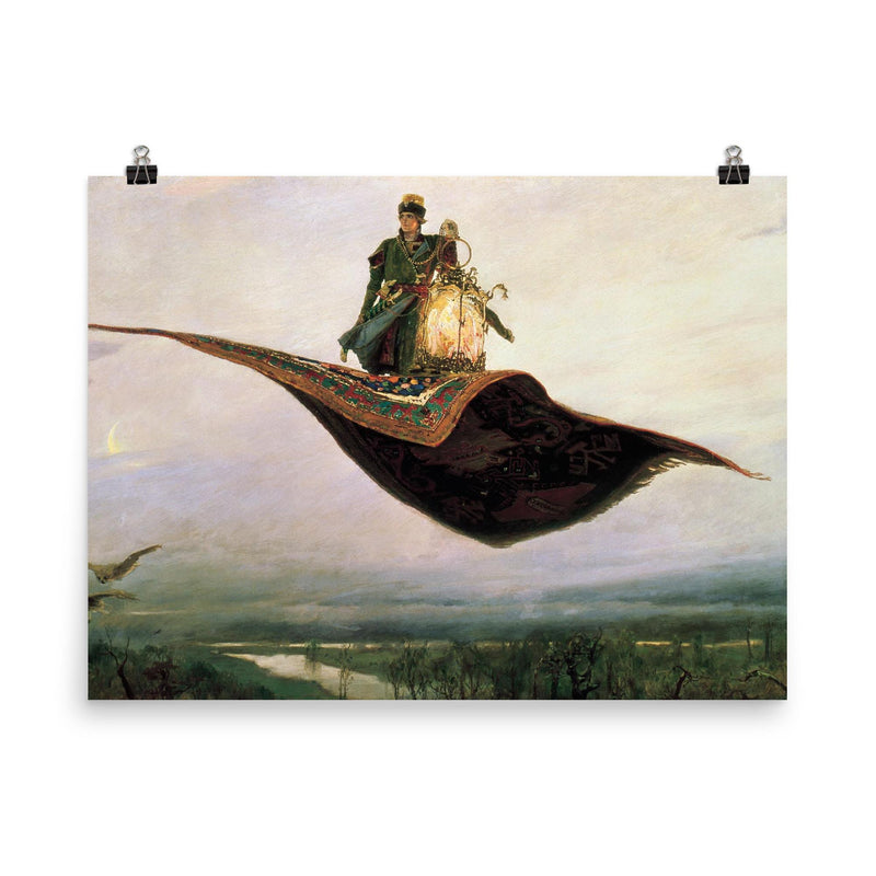 Flying Carpet by Viktor Mikhaylovich Vasnetsov, 1880 poster on a plain backdrop in size 8