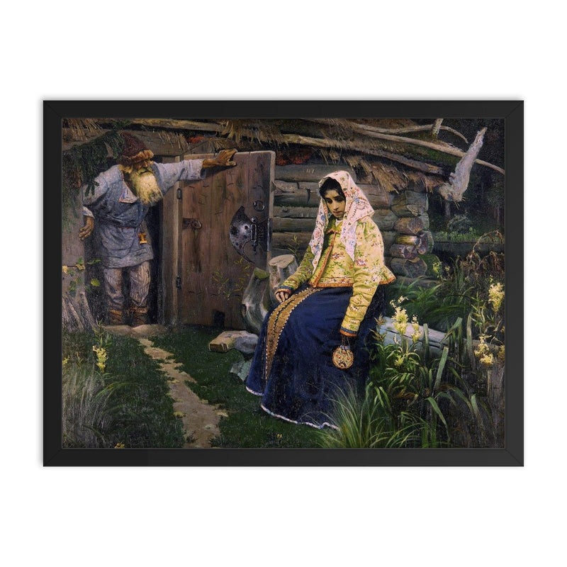 For the Love Potion by Mikhail Nesterov framed print on a plain backdrop in size 18