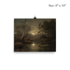 Forest Landscape in the Moonlight by Georg Eduard Otto Saal, 1861 poster 4