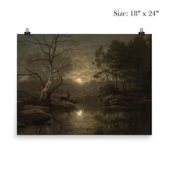 Forest Landscape in the Moonlight by Georg Eduard Otto Saal, 1861 poster 5