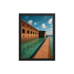 Fort Jefferson Dry Tortugas Florida USA framed print on a plain backdrop in size 12"x16".