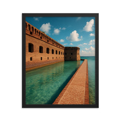 Fort Jefferson Dry Tortugas Florida USA framed print on a plain backdrop in size 16"x20".