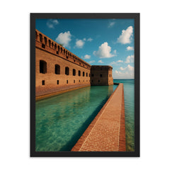 Fort Jefferson Dry Tortugas Florida USA framed print on a plain backdrop in size 18"x24".