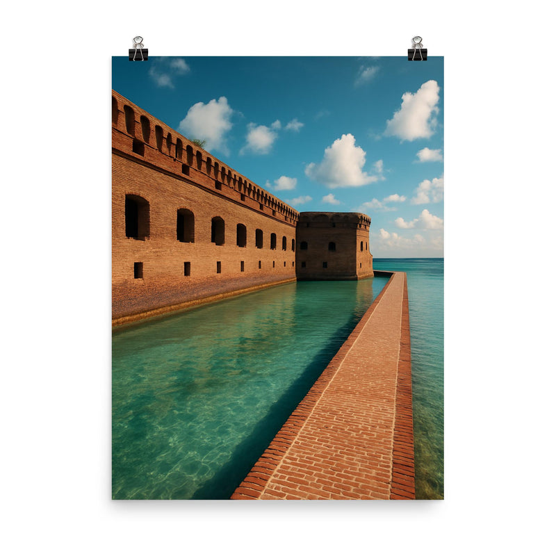 Fort Jefferson Dry Tortugas Florida USA poster on a plain backdrop in size 8