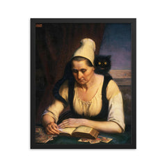 Fortune Teller Studying a Book of Necromancy by Clementine Dondey, 1847 framed print on a plain backdrop in size 16"x20".
