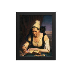 Fortune Teller Studying a Book of Necromancy by Clementine Dondey, 1847 framed print on a plain backdrop in size 8"x10".