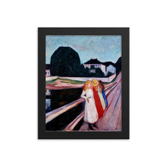 Four Girls on the Bridge by Edvard Munch, 1905 framed print on a plain backdrop in size 8"x10".