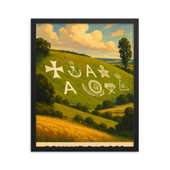 Fovant Badges England framed print on a plain backdrop in size 16"x20".