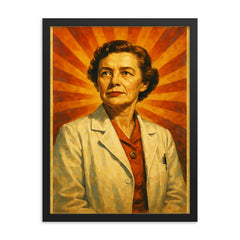 Frances Oldham Kelsey framed print on a plain backdrop in size 18"x24".