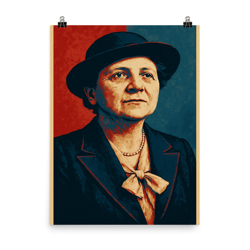Frances Perkins poster on a plain backdrop in size 8