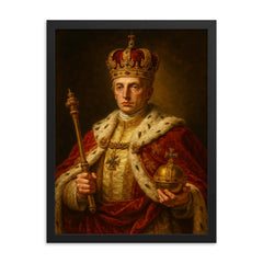 Francis II Holy Roman Emperor framed print on a plain backdrop in size 18"x24".