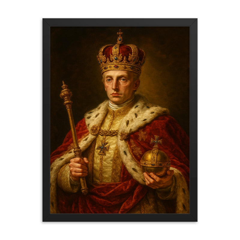 Francis II Holy Roman Emperor framed print on a plain backdrop in size 18