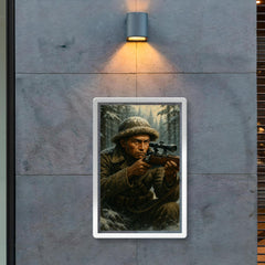 Francis Pegahmagabow sniper portrait in winter forest poster 2